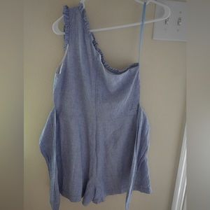 Light blue, one shoulder romper